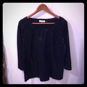 Calvin Klein Wide Neck Black Sequin Blouse